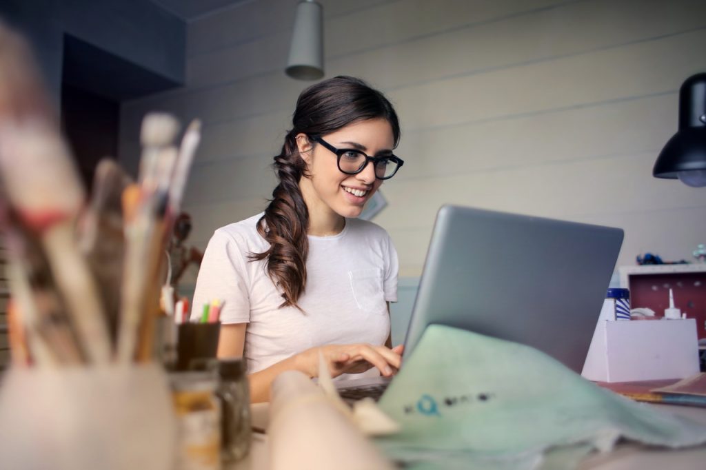 woman working on laptop